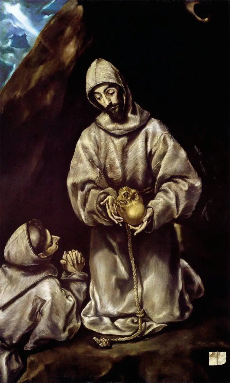Święty Franciszek i brat Leon medytujący nad śmiercią - El Greco