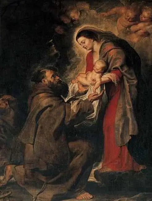 Święty Franciszek przyjmujący Dzieciątko Chrystusa - Peter Paul Rubens