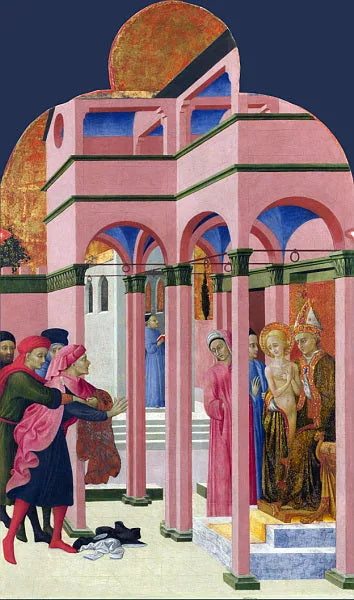Święty Franciszek rezygnuje ze swojego ojca ziemskiego - Stefano di Giovanni (Sassetta)