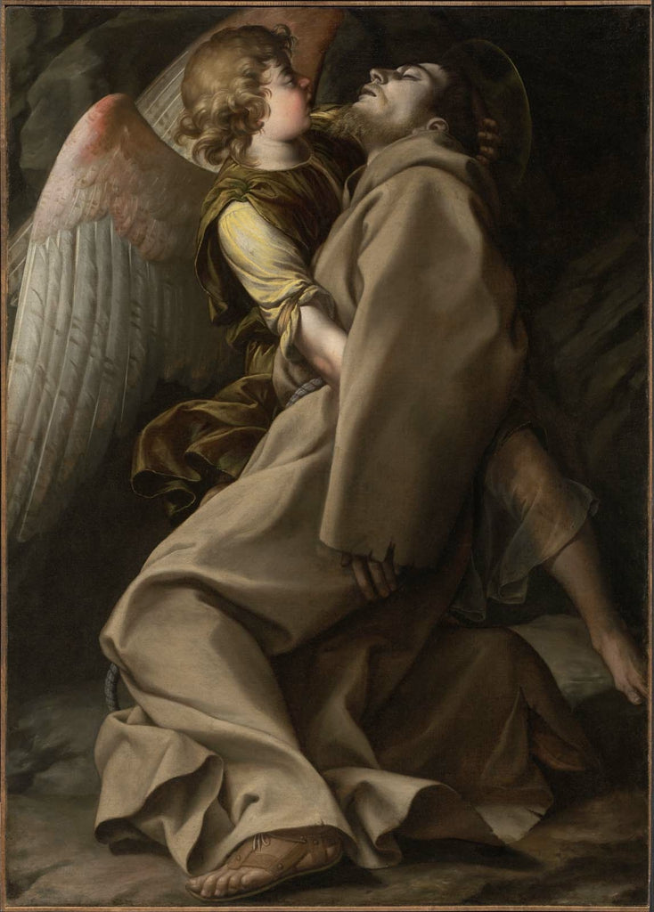 Święty Franciszek wspierany przez anioła - Orazio Gentileschi