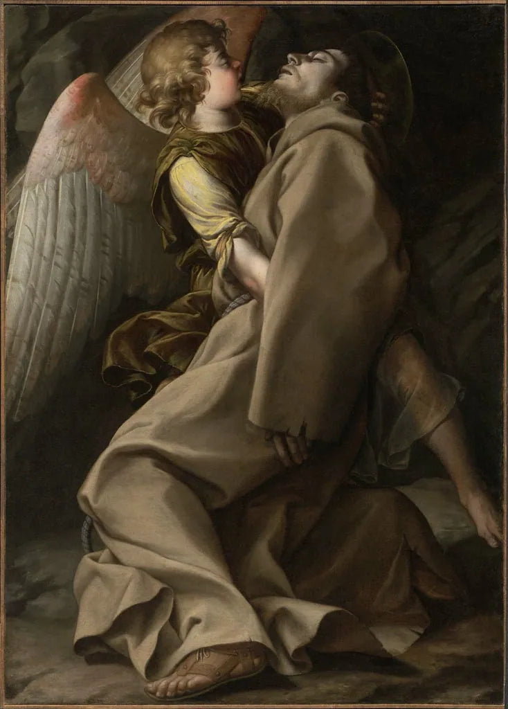 Święty Franciszek wspierany przez anioła - Orazio Gentileschi