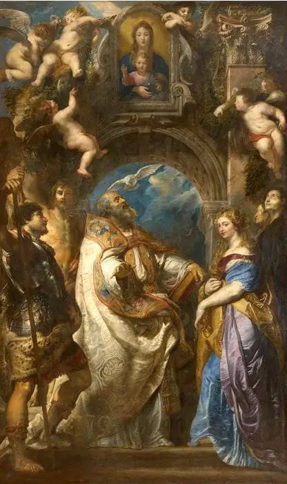 Święty Grzegorz Papież, otoczony świętymi i świętymi - Peter Paul Rubens