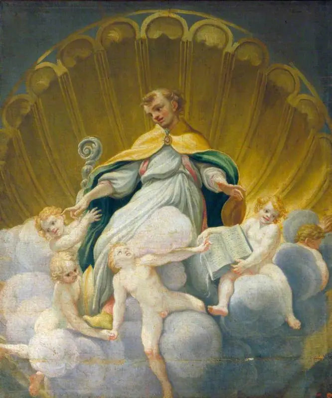 Saint Hilaire otoczony przez anioły (kopia freski z kopuły katedry w Parmie) - Antonio da Correggio