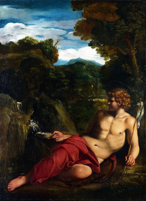 Święty Jan Chrzciciel siedzący na pustyni - Annibale Carracci
