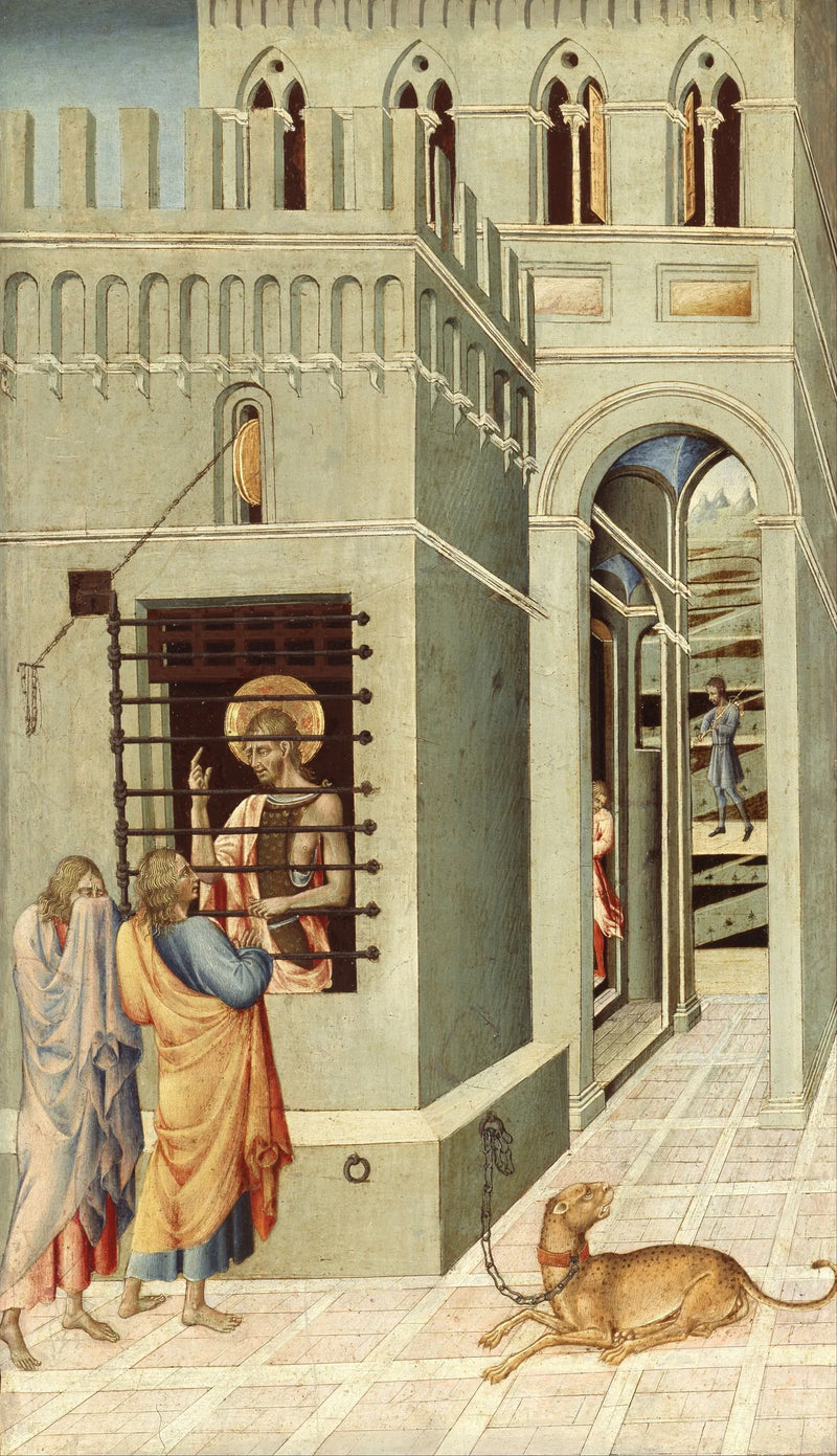 Święty Jan Chrzciciel w więzieniu otrzymuje wizytę dwóch uczniów - Giovanni di Paolo