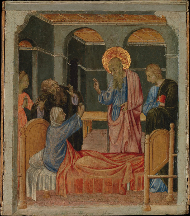 Święty Jan Ewangelista podnosi Drusianę - Giovanni di Paolo
