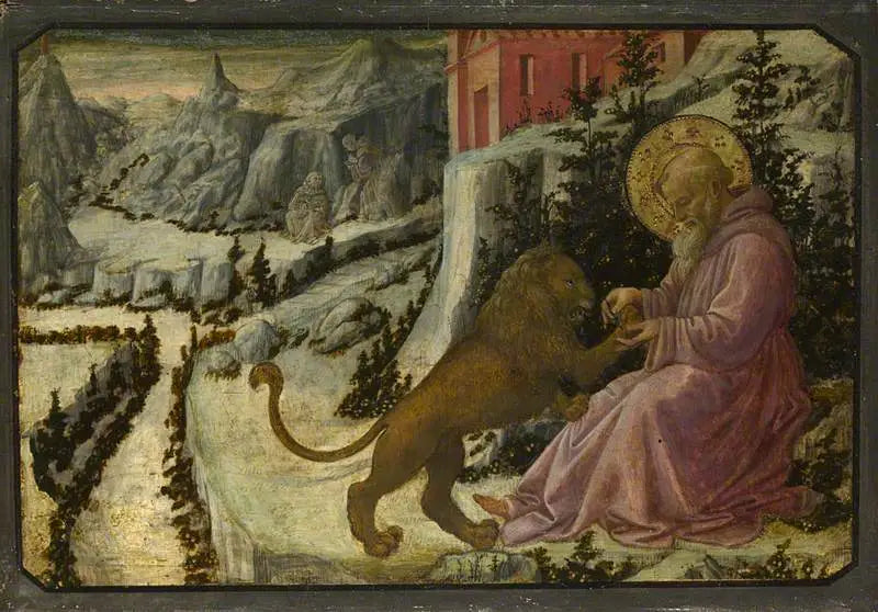 Święty Hieronim i Lew: Panel predelli - Fra Filippo Lippi