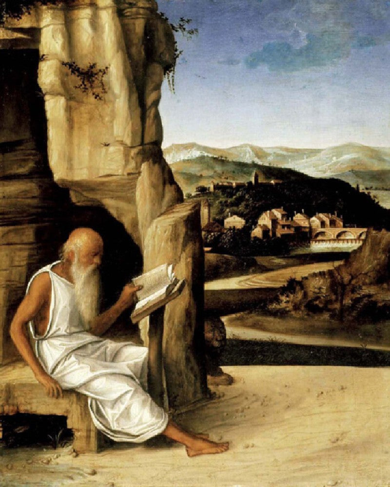 Święty Hieronim czytający w pejzażu - Giovanni Bellini