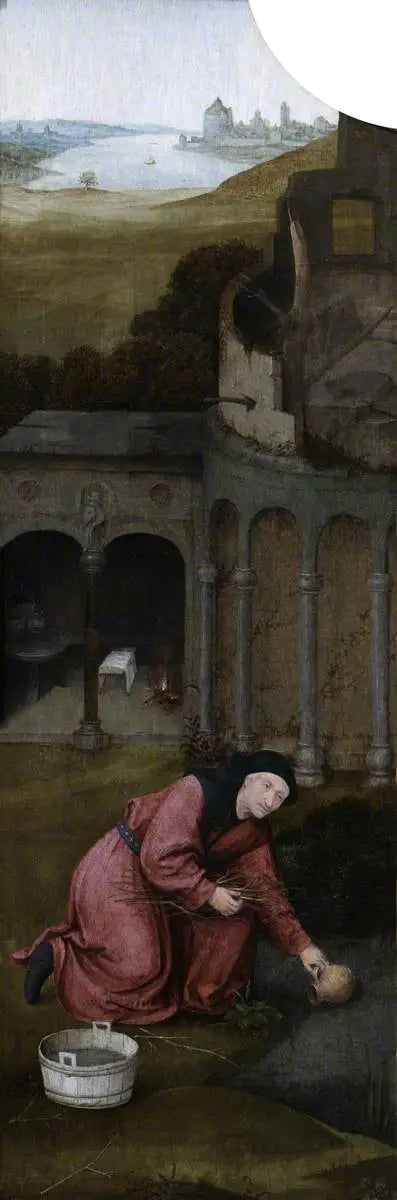 Święty Józef zbierający drewno (tryptyk, wnętrze lewej skrzydła) - Hieronymus Bosch