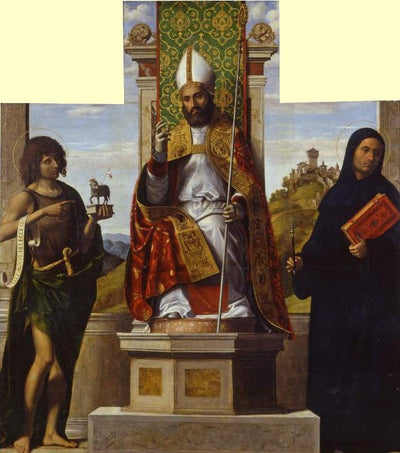 Saint Lanfranc trônant entre saint Jean-Baptiste et saint Libère - Cima da Conegliano - Alpha Reproduction