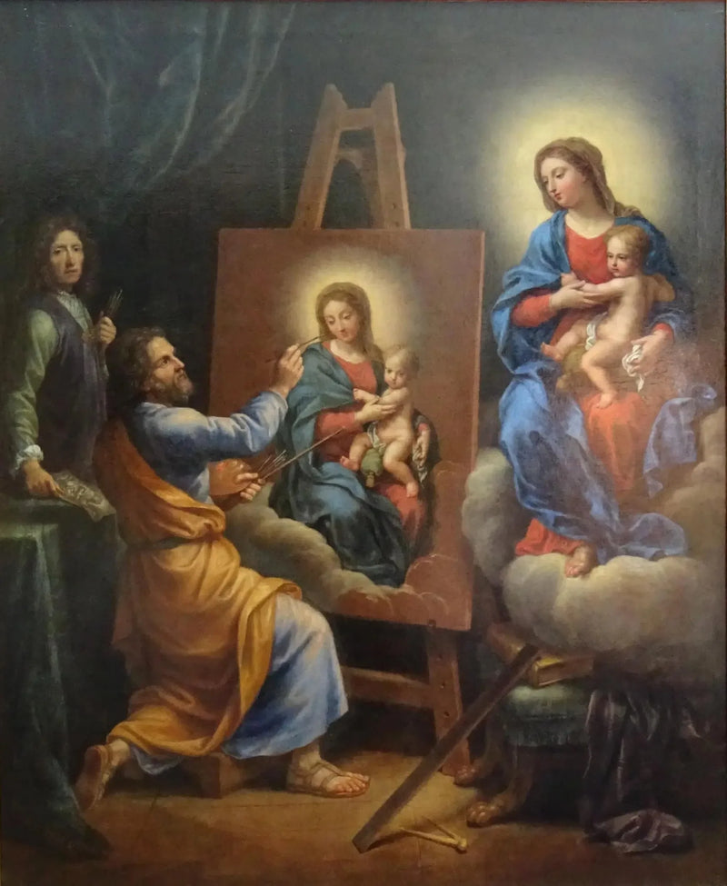 Święty Łukasz malujący Maryję z autoportretem Mignarda - Pierre Mignard