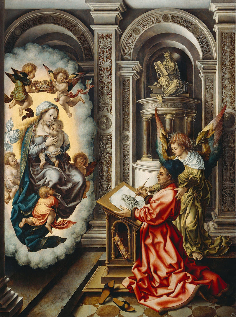 Święty Łukasz malujący Maryję - Jan Gossaert