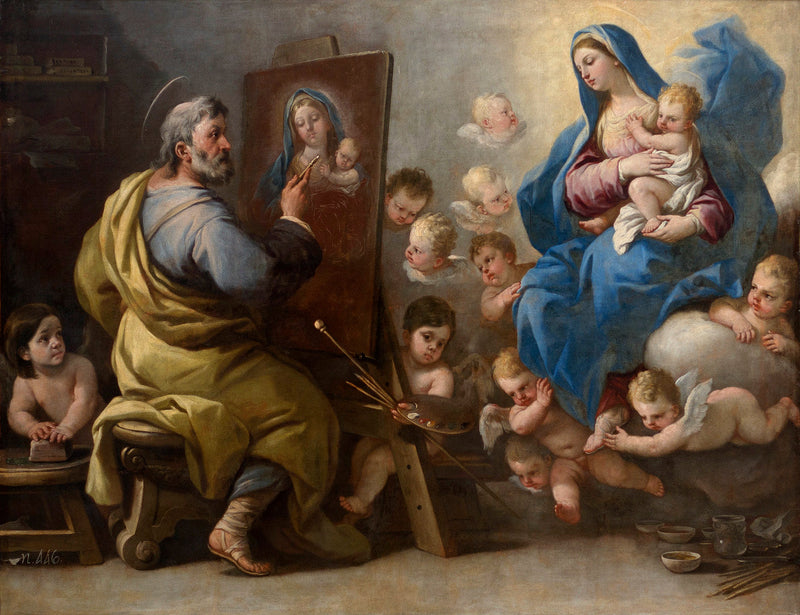 Święty Łukasz malujący Maryję - Luca Giordano