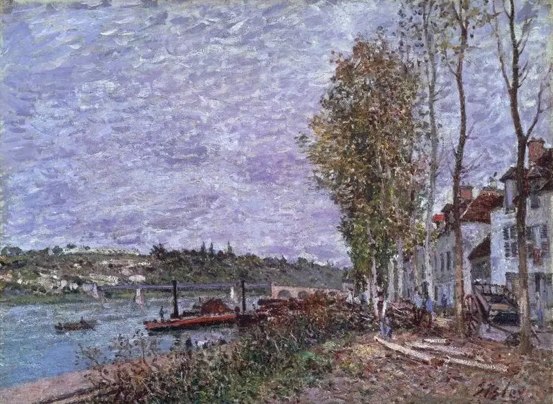 Saint-Mammès, szare niebo - Alfred Sisley