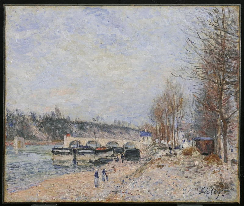 Saint-Mammès, szare niebo - Alfred Sisley