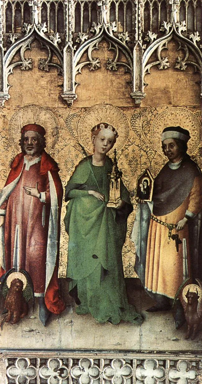 Święty Marek, Święta Barbara i Święty Łukasz - Stefan Lochner
