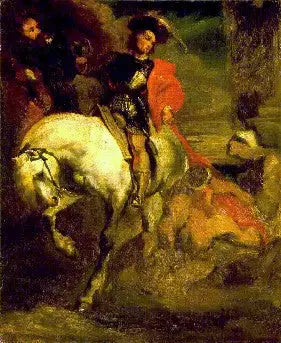Reproduction du tableau « Saint-Martin partageant son manteau avec un pauvre - Théodore Géricault » par Alpha Reproduction en peinture à l’huile