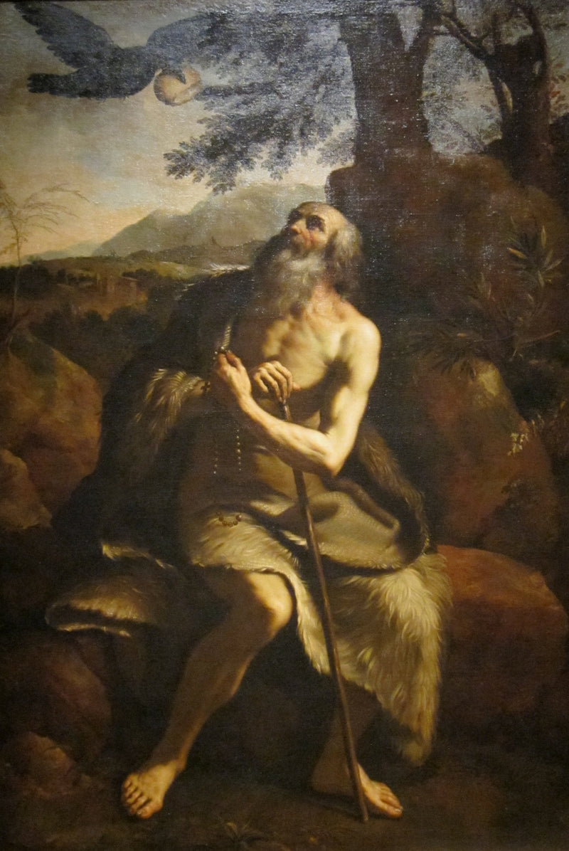 Święty Paweł Pustelnik karmiony przez kruka - Guercino