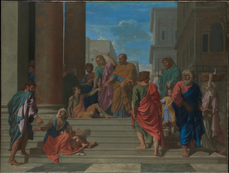 Święty Piotr i Święty Jan uzdrawiający chromego - Nicolas Poussin