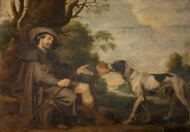 Święty Roch karmiony przez psa (tryptyk Święty Roch) - Peter Paul Rubens