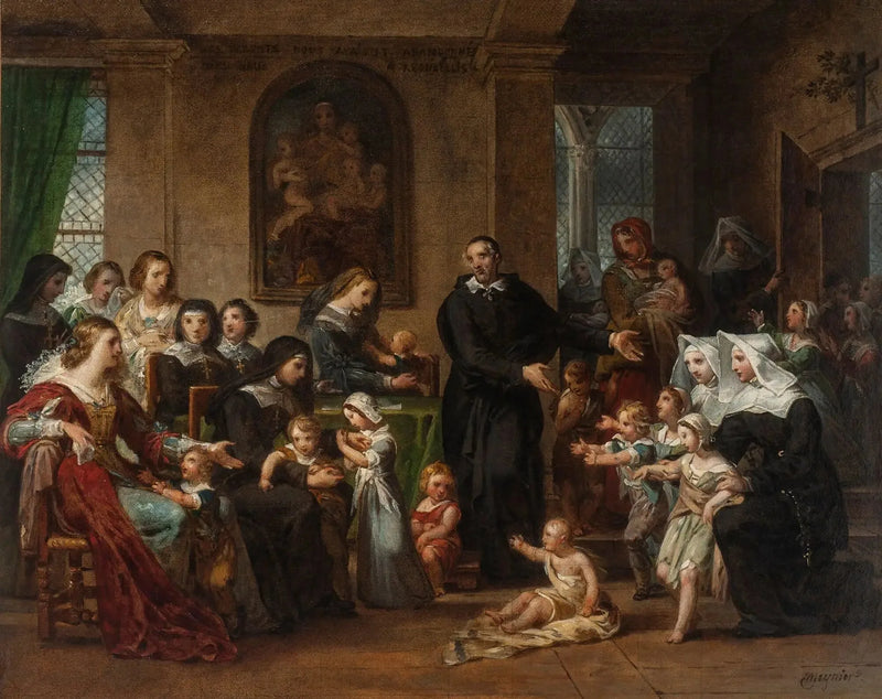 Święty Wincenty à Paul głoszący miłosierdzie kobietom na dworze Ludwika XIII - Charles Meynier