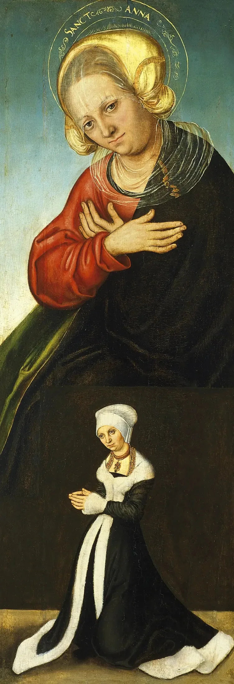Święta Anna z księżną Barbarą Saksońską jako darczyńczynią (wewnętrzna prawa skrzydła) - Lucas Cranach Starszy