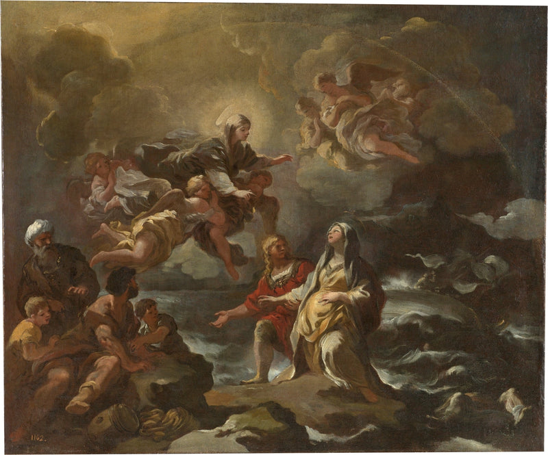Święta Brygida uratowana od katastrofy przez Matkę Boską - Luca Giordano