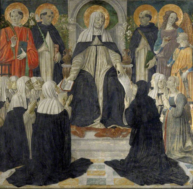 Święta Katarzyna ze Sieny jako matka duchowa drugiego i trzeciego zakonu św. Dominika - Cosimo Rosselli