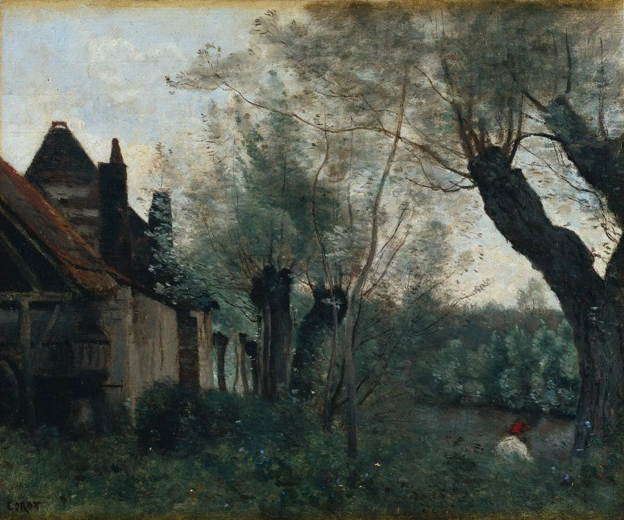 Sainte-Catherine-lez-Arras, sosny i chaty - Jean-Baptiste Camille Corot