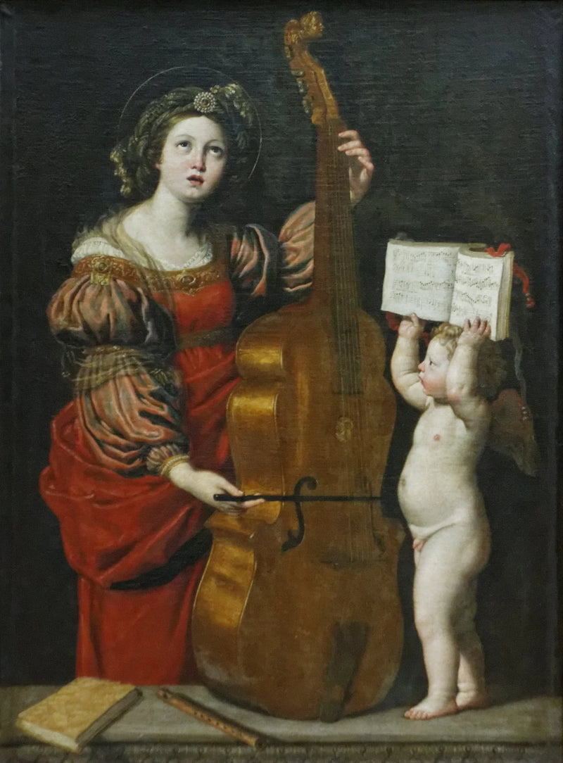 Święta Cecylia z aniołem najemcą partytury muzycznej - Domenichino