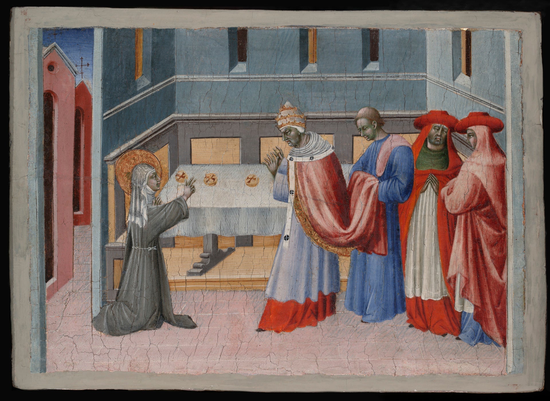 Sainte Claire d’Assise bénissant le pain devant le pape Innocent IV - Giovanni di Paolo - Alpha Reproduction