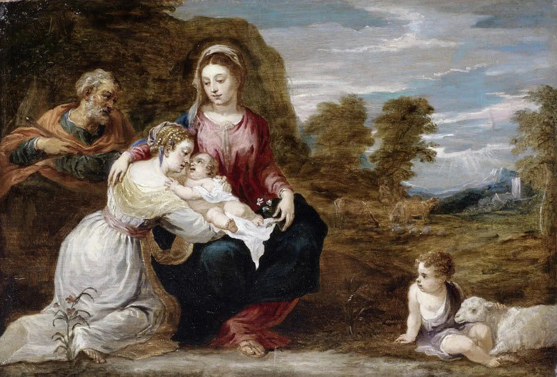 Święta Rodzina z świętą Elżbietą i świętym Janem Dzieciątkiem - David Teniers Młodszy