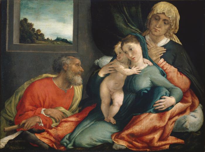 Święta Rodzina z świętymi Anną i Joachimem - Lorenzo Lotto