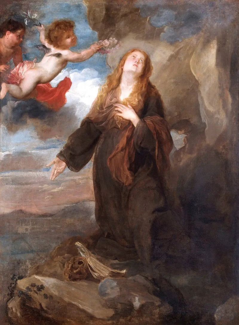 Święta Rozalia koronowana różami przez dwóch aniołów - Antoine van Dyck