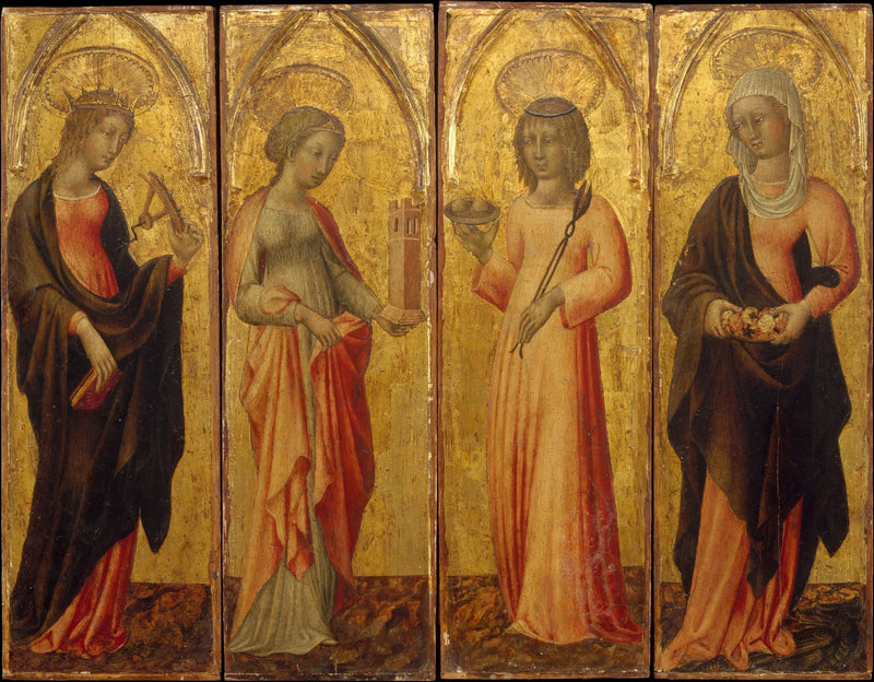 Święta Katarzyna Aleksandryjska, Broda, Agata i Małgorzata - Giovanni di Paolo