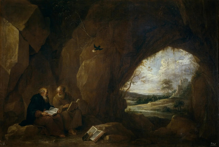Święci Paweł i Antoni, opat w jaskini - David Teniers Młodszy