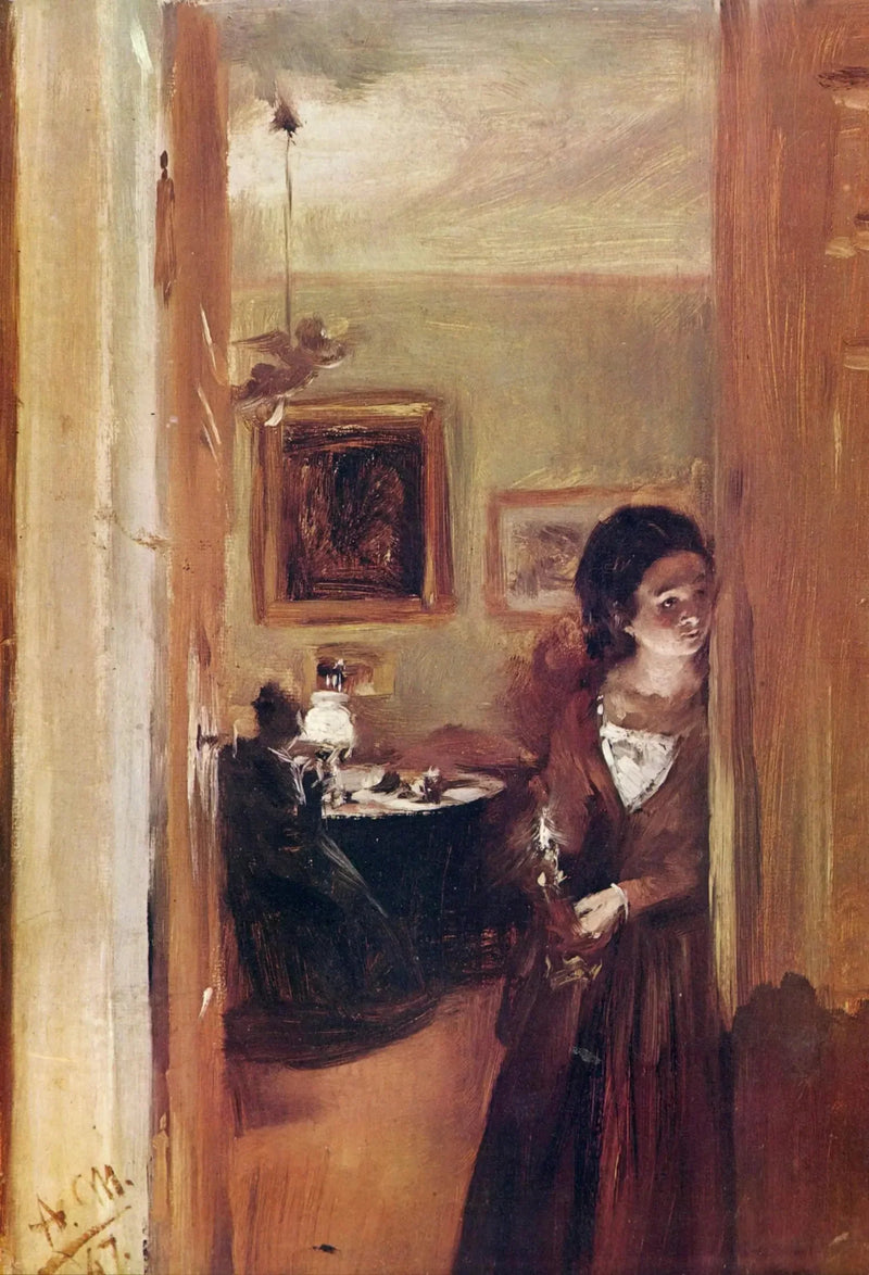 Salon z siostrą artysty - Adolph von Menzel