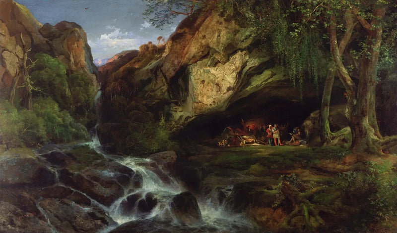 Salvator Rosa rysujący bandytów - Thomas Moran