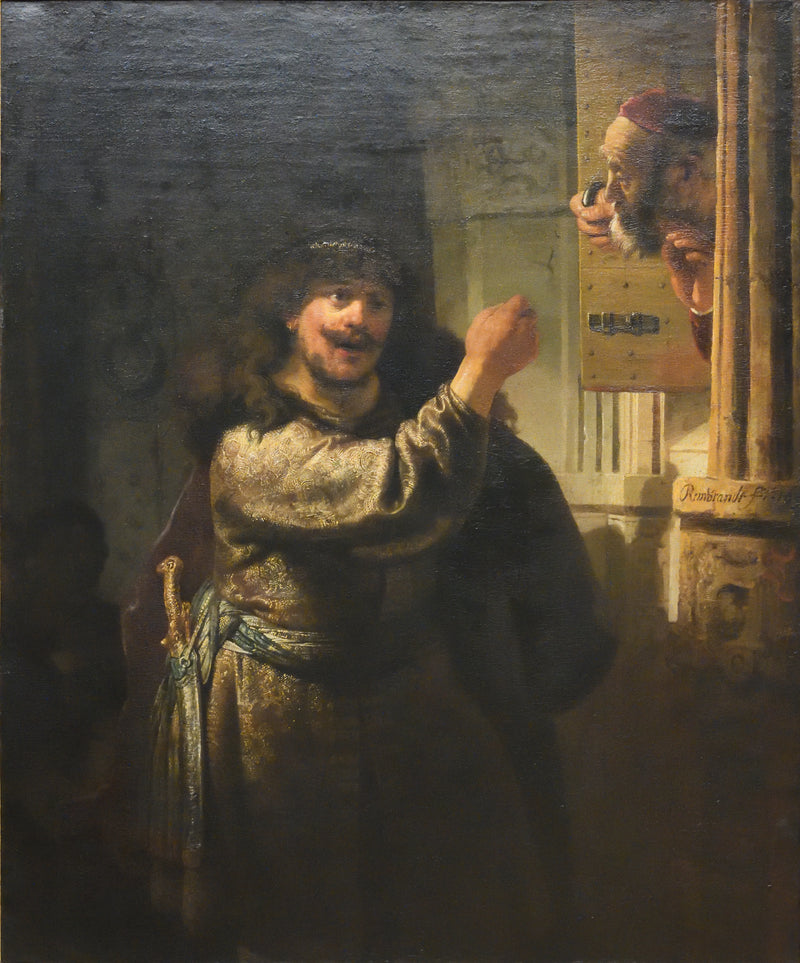 Samson zagraża swojemu teściowi - Rembrandt
