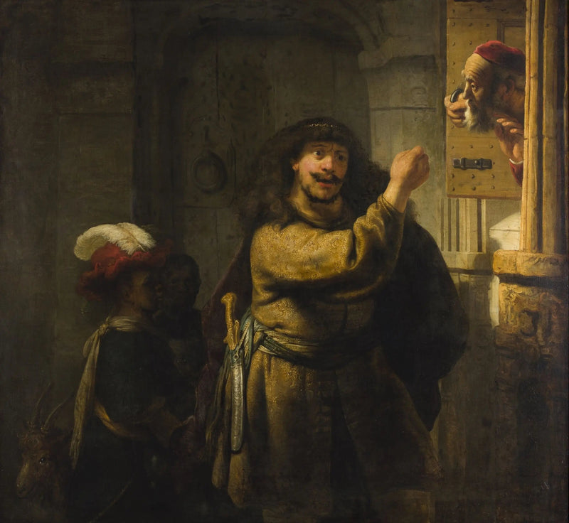 Samson zagraża swojemu teściowi - Rembrandt