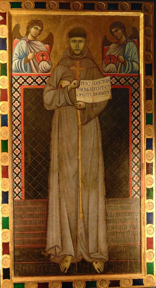 San Francesco tra due angeli (Mistrz Świętego Franciszka) - Mistrz Świętego Franciszka