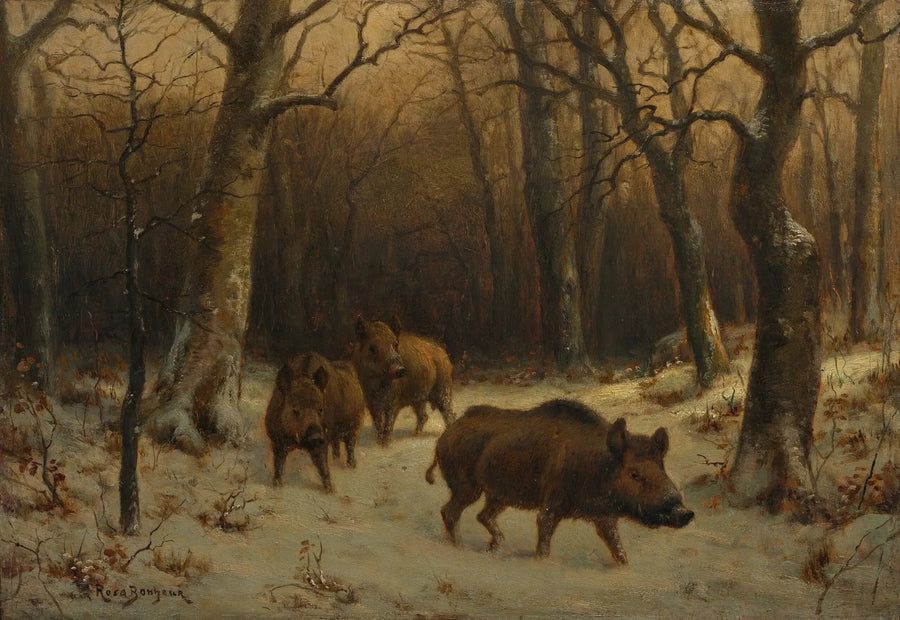 Dziki w śniegu - Rosa Bonheur