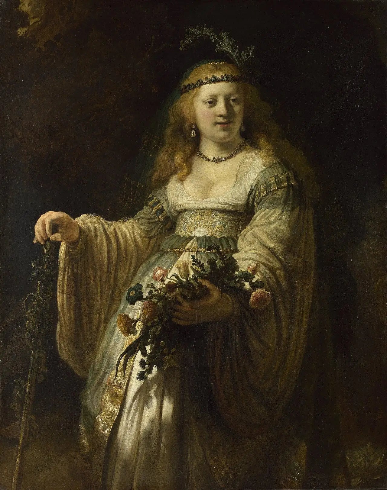Saskia en Flore - Rembrandt image 1 copie peinte à la main à l’huile