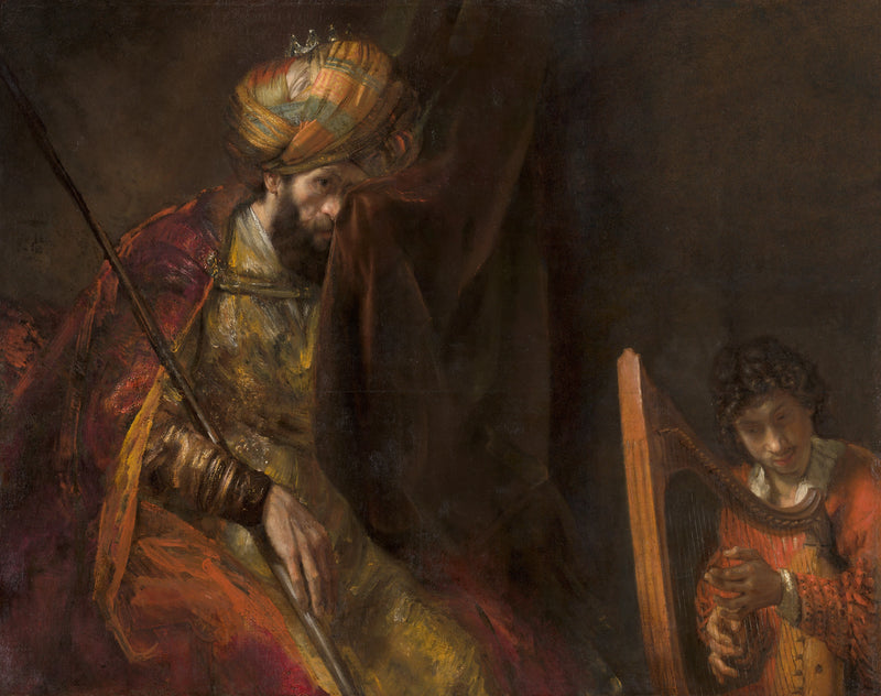 Dawid grający na harfie przed Saulem - Rembrandt