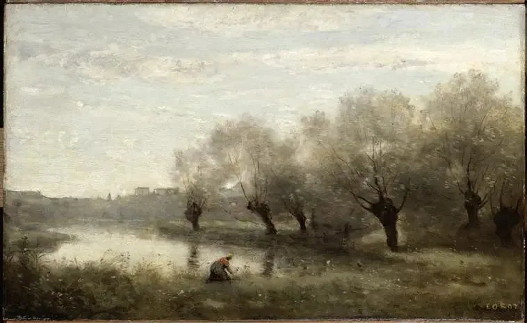 Saulaie na czubku mokradła - Jean-Baptiste Camille Corot