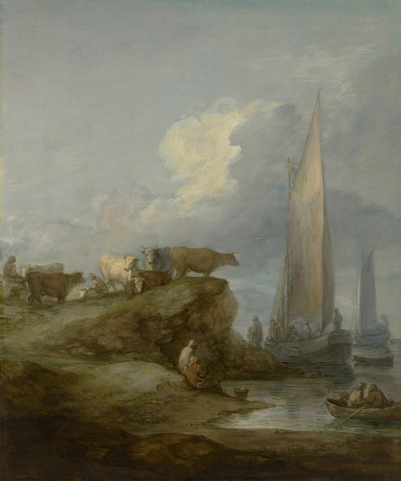 Scena nadmorska z statkami i bydłem - Thomas Gainsborough