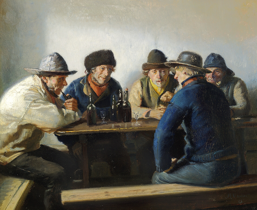 Scène d'une auberge. - Michael Peter Ancher image 1 reproduction artisanale de tableau