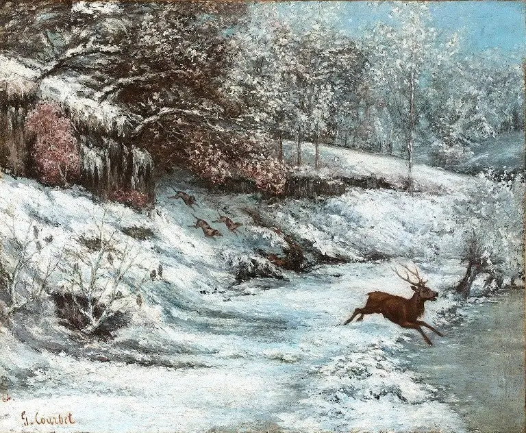 Scena polowania pod śniegiem - Gustave Courbet