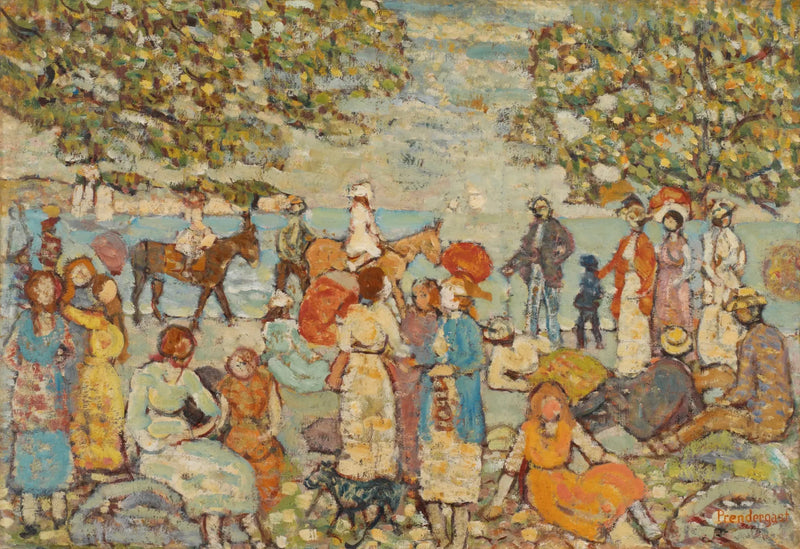 Scena plażowa z osiołkami (lub mułami) - Maurice Prendergast