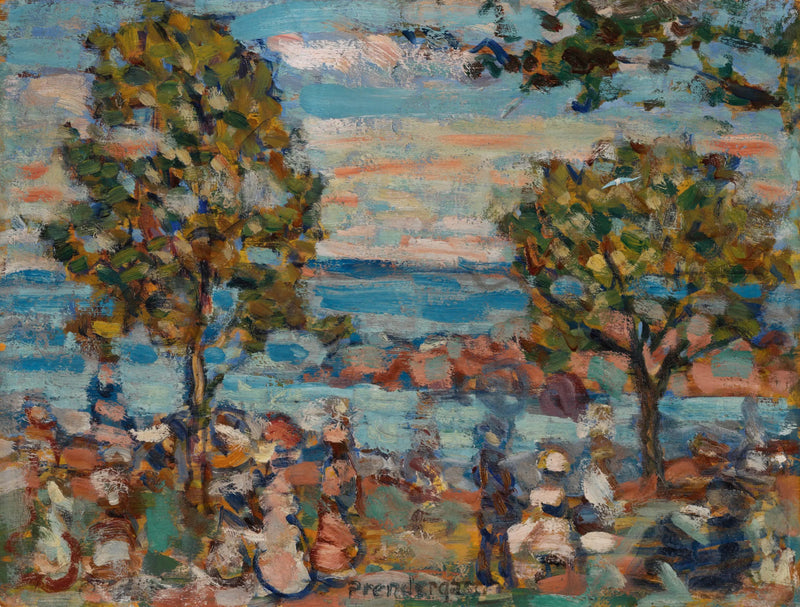 Scena plażowa z dwoma drzewami - Maurice Prendergast